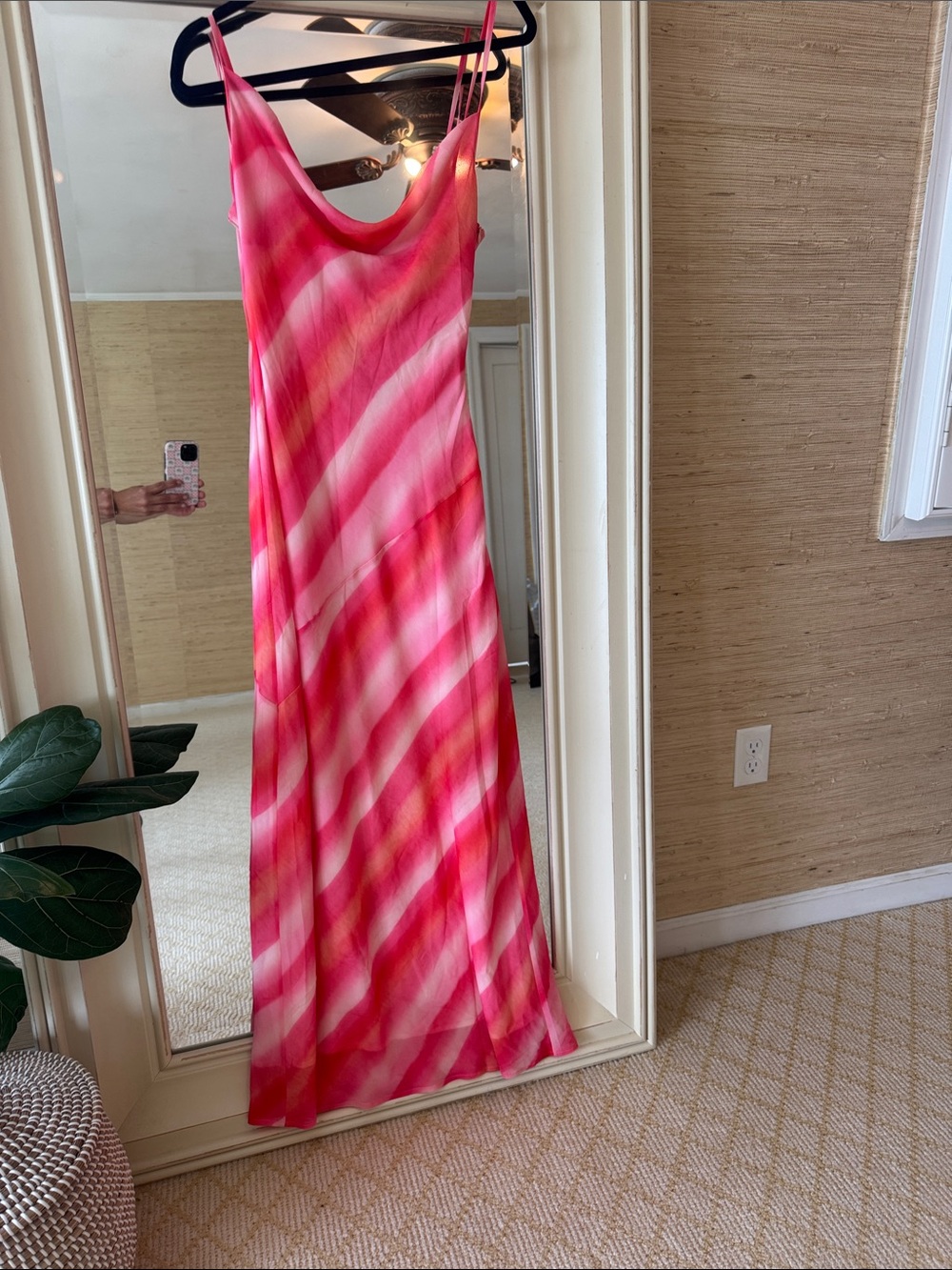 Charlie Holiday Pink and White Tie-Dye Maxi Dress
